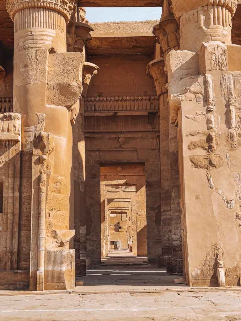 ancient columns at kom ombo temple egypt