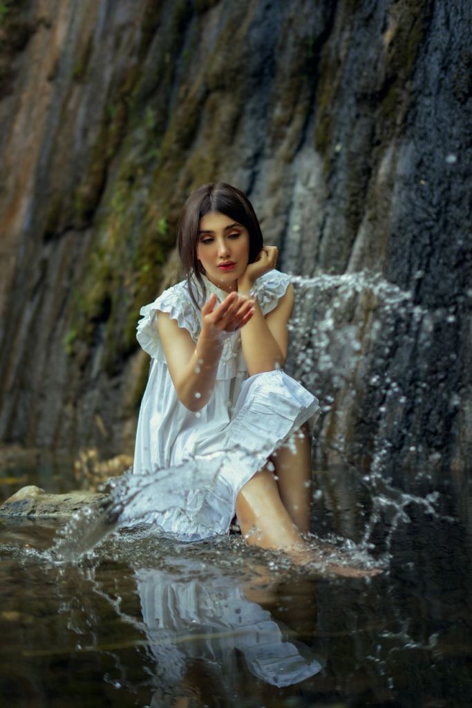elegant portrait by waterfall in qazvin iran